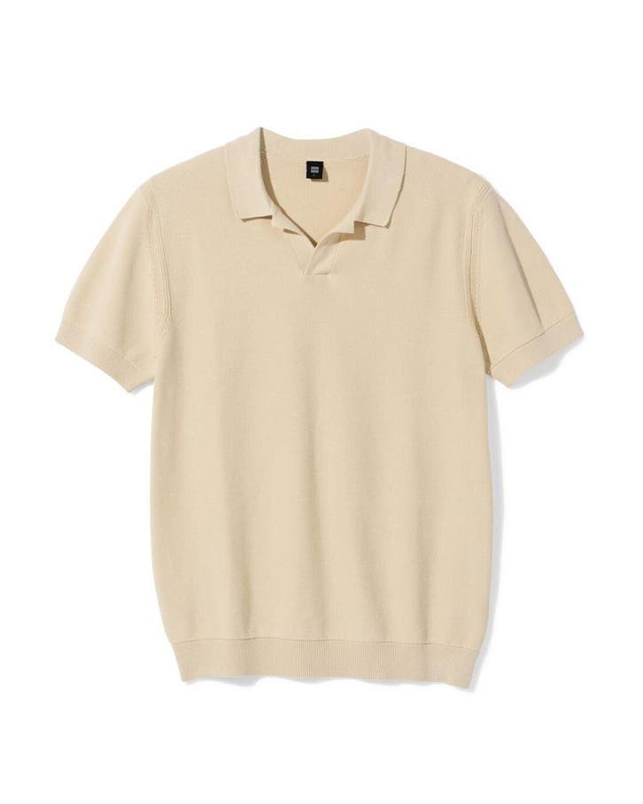 HEMA Herenpolo Kris structuur beige, Kleding | Heren, Overige Herenkleding, Nieuw, Verzenden