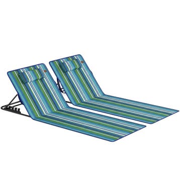 2-delige Set Strandmat Met Verstelbare Rugleuning, Opvouwbaa, Verzenden, Nieuw