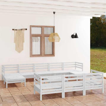 vidaXL 11-delige Loungeset massief grenenhout wit, Verzenden, Nieuw, Loungeset