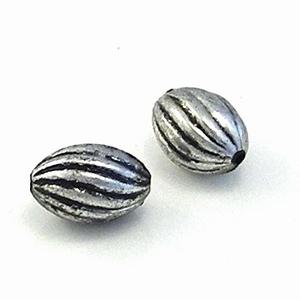 10 x Metallook kraal geribbeld  21x15mm antiek zilverkleur, Ophalen of Verzenden, Nieuw, Kraal