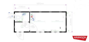 Kantoorunit - 6 x 2.5 meter | 2 zijramen rechts, keuken en t, Ophalen of Verzenden