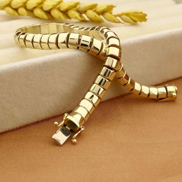 Gouden fantasieschakel armband (Schakelarmband), Sieraden, Tassen en Uiterlijk, Armbanden, Ophalen of Verzenden, Gebruikt, Goud