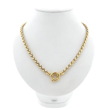 Bicolor gouden vossenstaart schakelcollier (Ketting), Ophalen of Verzenden, Gebruikt, Goud, Goud