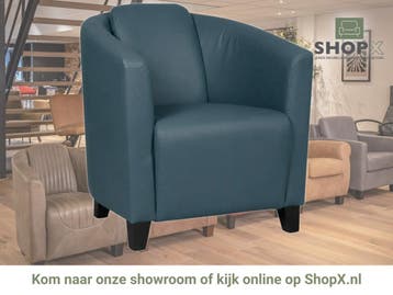 Leren fauteuil Press - Toledo Whale (blauw/grijs) - Poten, Nieuw, Ophalen of Verzenden, Eigentijds, Klassiek, Retro, Romantisch, Vintage