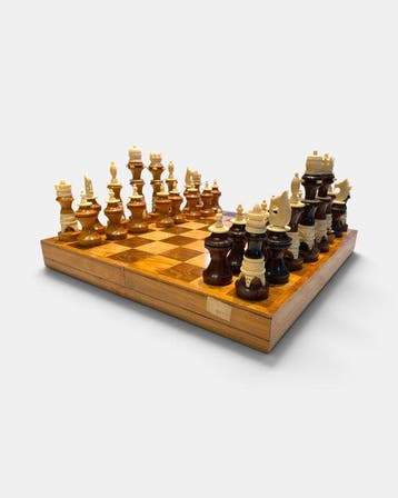 Schaakspel - Hout en been