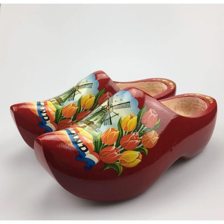 Rode klompen met molen en tulpen + sleutelhanger - Schoenmaa, Kleding | Heren, Schoenen, Nieuw, Ophalen of Verzenden