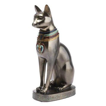 sculptuur, Bastet Egyptian Cat Sculpture – Hand-Painted