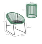 Nieuw 2-persoons balkonset rotan groen – tafel met 2 stoelen, 2 zitplaatsen, Nieuw, Stoel, Tuinset