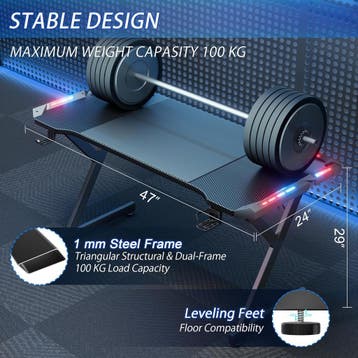 Gaming bureau - Gaming desk - Gaming tafel - 120x60 cm - Zwa, Verzenden, Zo goed als nieuw