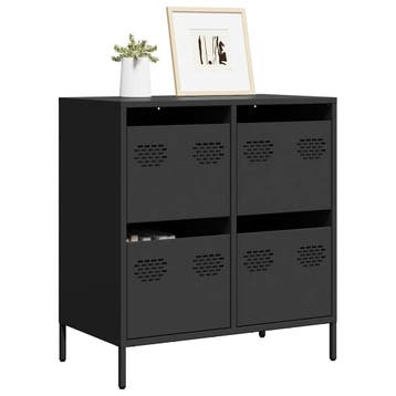 vidaXL Dressoir 68x39x73,5 cm koudgewalst staal zwart, Huis en Inrichting, Kasten | Dressoirs, Verzenden, Nieuw, Metaal