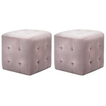 vidaXL Nachtkastjes 2 st 30x30x30 cm fluweel roze, Overige materialen, Minder dan 45 cm, Verzenden, Nieuw