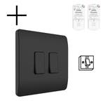 Slimme Draadloze Wandschakelaar | Zwart | RF 433Mhz | 2 knop, Huis en Inrichting, Woonaccessoires | Overige, Ophalen of Verzenden