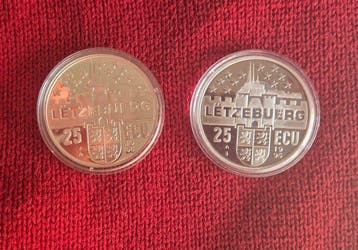 Luxemburg. 25 Ecu 1995/1996, 2 x Coins (Zonder minimumprijs)