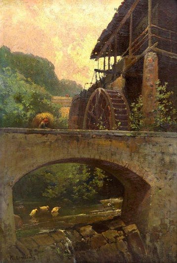 Rocco Lentini (1858–1943) - Paesaggio con scorcio rurale con