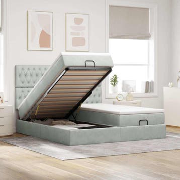 vidaXL Ottoman bed met matrassen 200x200cm fluweel, Verzenden, Overige maten, 200 cm, Nieuw