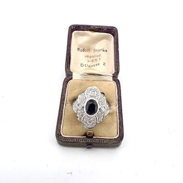 Ring - 18 karaat Witgoud - 3.90ct. tw. Saffier - Diamant, Nieuw