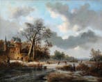 Hollandse School (XIX) - Winters Kasteel Tafereel (No