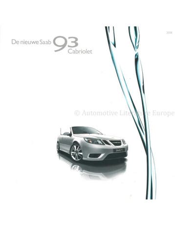 2008 SAAB 9-3 CABRIOLET BROCHURE NEDERLANDS, Nieuw, Author