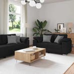vidaXL Bank 2 pcs Zwart 219 x 80 x 82 cm Stof, Huis en Inrichting, Banken | Bankstellen, Verzenden, Nieuw, Stof, 200 tot 250 cm
