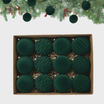 Set van 12 Luxe Fluweel Kerstballen - Fluwelen Kerstboom Dec, Diversen, Verzenden, Nieuw