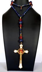 lapis lazuli en robijn - Rozenkrans – Sint-Benedictuskruis -