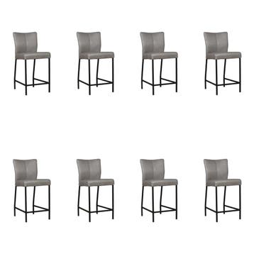 Set van 8 Leren barkrukken Revolt laag - Granada Steel, Ophalen of Verzenden, Nieuw, Leer