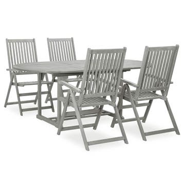 vidaXL 5-delige tuinset (150-200)x100cm massief acaciahout, Tuin en Terras, 4 zitplaatsen, Nieuw, Tuinset, Verzenden