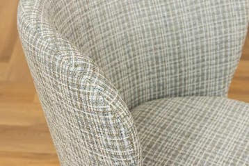 Design Stoel LYON Blauw Geruite Bouclé Zwart Metalen Poten -, Ophalen of Verzenden, Nieuw