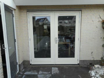COMPLETE SET TUINDEUREN - Hardhout incl. kozijn en HR++ glas, Ophalen, Nieuw, Buitendeur, Hout