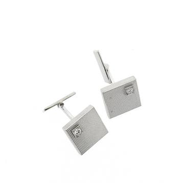 Witgouden manchetknopen met diamant; 0,16 ct., Ophalen of Verzenden, Gebruikt, Goud
