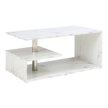 Salontafel Haarlem rechthoekig marmerlook wit 90x50x41 cm [e, Verzenden, Nieuw
