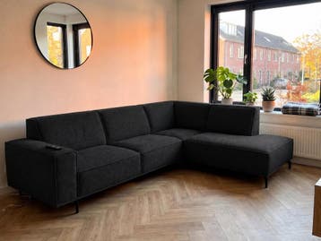 Hoekbank Huizen - hoekbanken - Zwart, Nieuw, 150 cm of meer, Stof, 250 tot 300 cm