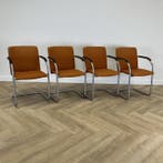 complete set van 4 stuks Lande vergaderstoelen, donker, Ophalen of Verzenden, Gebruikt, Stof