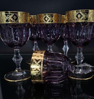 Artemisia - Drinkset (6) - Kristal, 24-karaats goud