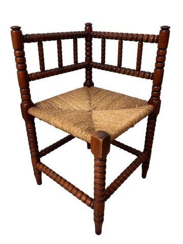 Stoel - Antieke Bobbin hoekstoel - Hout