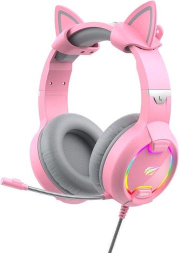 Havit GameNote Pink Taboo Gaming headset roze RGB cat ears -, Verzenden, Nieuw