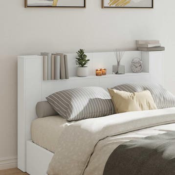 vidaXL Hoofdbord Kast met LED Wit Bewerkt hout, Huis en Inrichting, Slaapkamer | Bedden, Verzenden, Nieuw, Wit, Hout