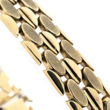 8 karaat fantasieschakel armband (Schakelarmband), Ophalen of Verzenden, Gebruikt, Goud, Goud