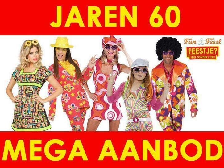 Jaren'60 kleding- Mega aanbod carnavalskleding jaren'60, Kleding | Dames, Carnavalskleding en Feestkleding, Kleding, Nieuw, Carnaval