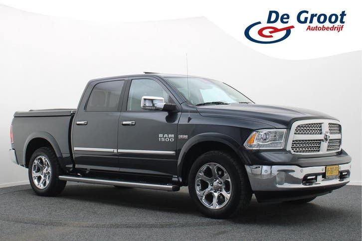 Dodge Ram 1500 5.7 V8 4x4 Crew Cab 57 Laramie, Auto's, Bestelauto's, Lease, Zwart, Automaat, Zwart, Financial lease, Leder, LPG