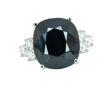Ring - 14 karaat Witgoud, Deep Blue (No Heat) - 20.71ct. tw., Nieuw