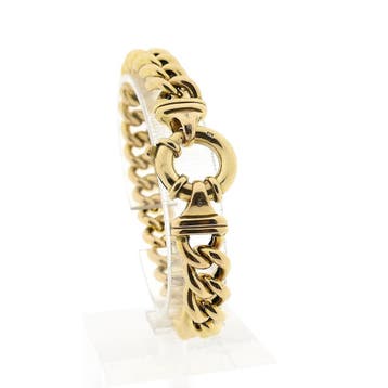 Massief gouden gourmetschakel armband | 20 cm, Ophalen of Verzenden, Gebruikt, Goud, Goud