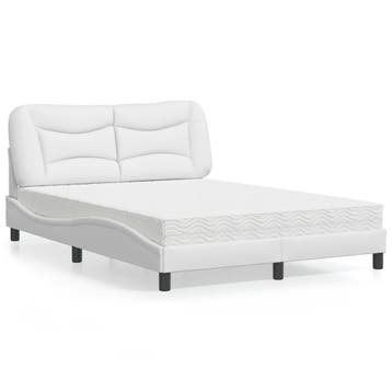vidaXL Bed met matras Hvar kunstleer wit 120x200 cm, Overige materialen, Verzenden, Wit, Nieuw