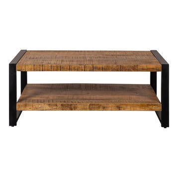 Salontafel Mangohout Britt 110 Dubbele Laag cm, Huis en Inrichting, Tafels | Salontafels, Verzenden, Nieuw, Industriële meubels