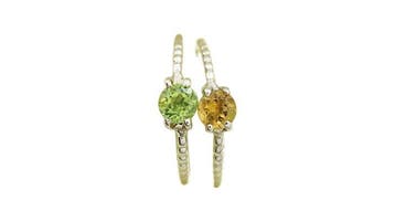 Ring - 9 kt. Witgoud - 2.00ct. tw. Olivijn - Citrien, Sieraden, Tassen en Uiterlijk, Ringen, Nieuw