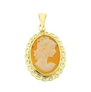 Gouden hanger met camee (Hanger of bedel), Ophalen of Verzenden, Gebruikt, Goud, Overige merken