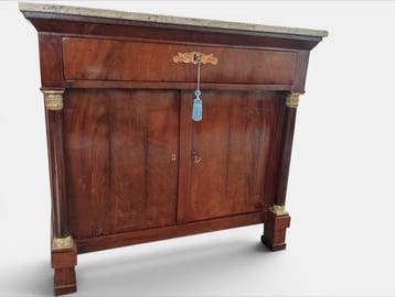 Credenza - Mahonie, Marmer, Antiek en Kunst