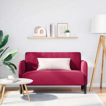 vidaXL Loveseat bank 109 cm fluweel wijnrood, Verzenden, Nieuw, Stof, Minder dan 150 cm