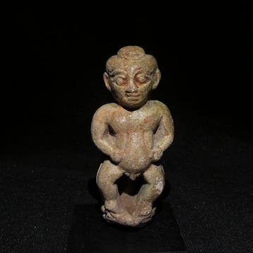 Oud-Egyptisch Faience Pataikos amulet. 6,7 cm hoog. 664 -