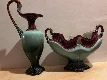 Dressler - Julius Dressler - Vaas (2) - Majolica -, Antiek en Kunst